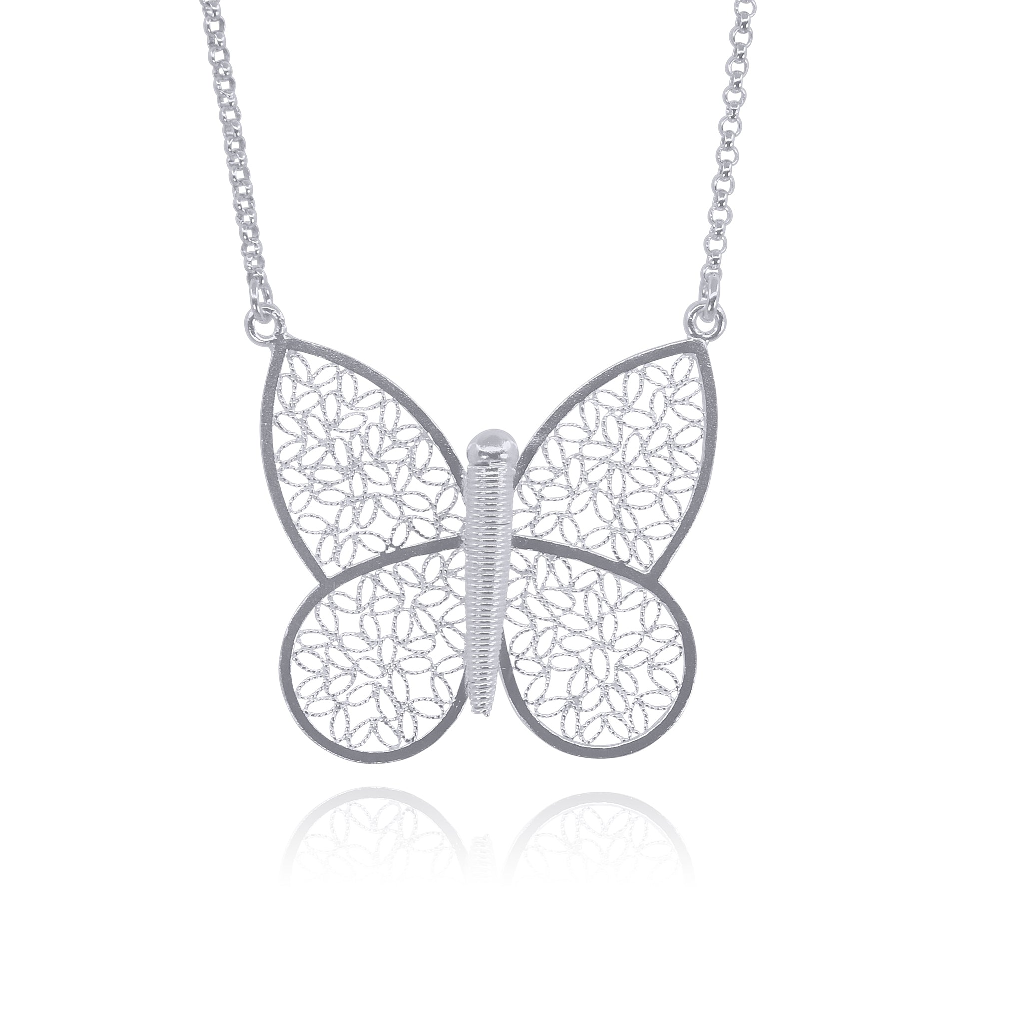 BUTTERFLY IN SILVER NECKLACE FILIGREE