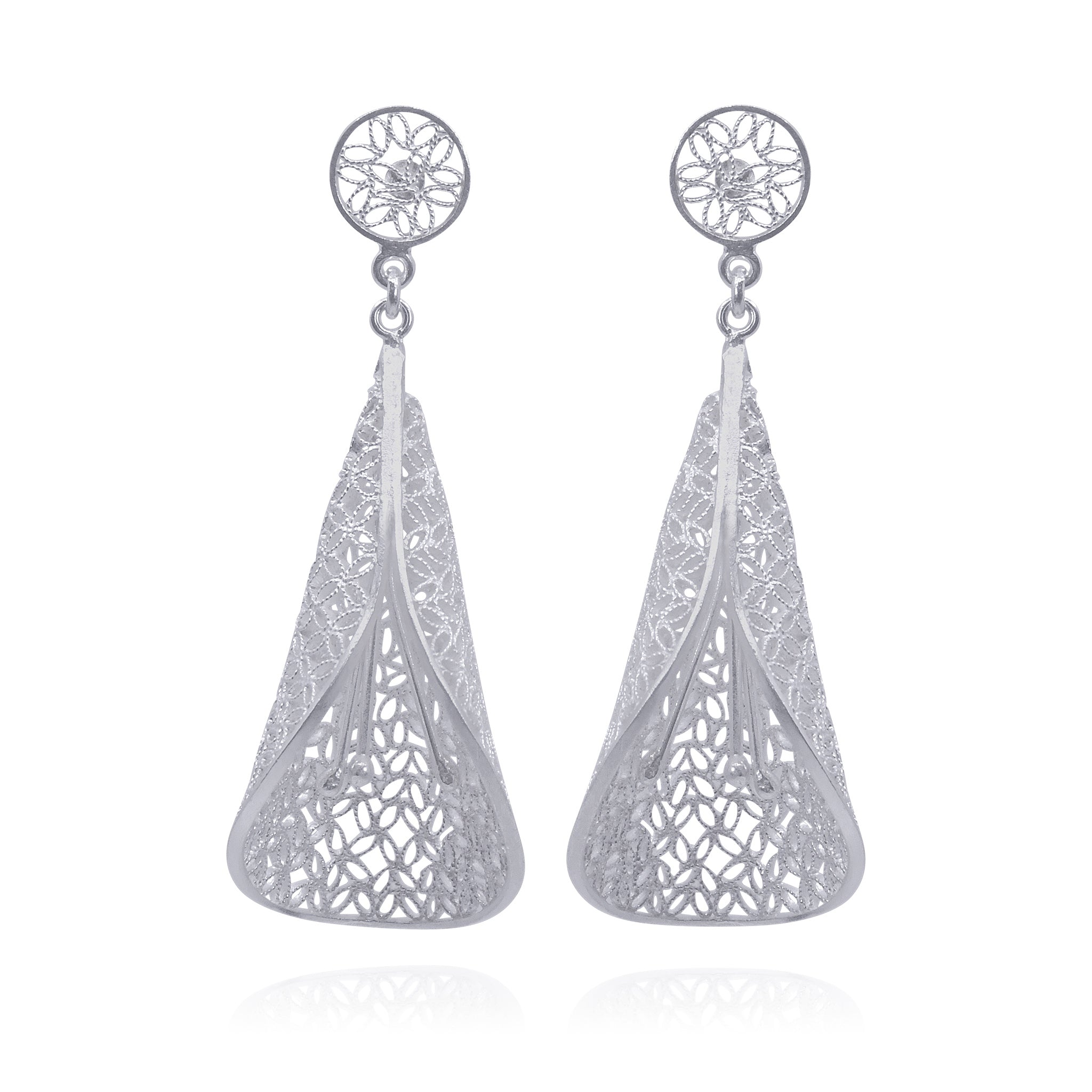 CALLA LILY SILVER LARGE EARRINGS FILIGREE
