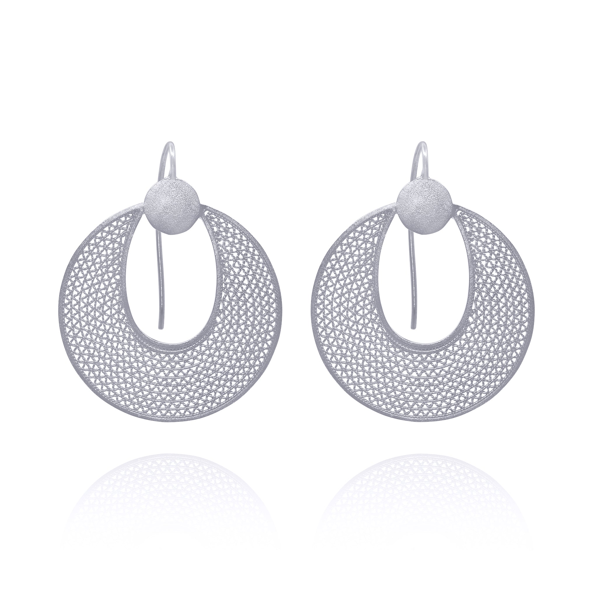 GENEVIVE SILVER MEDIUM EARRINGS FILIGREE