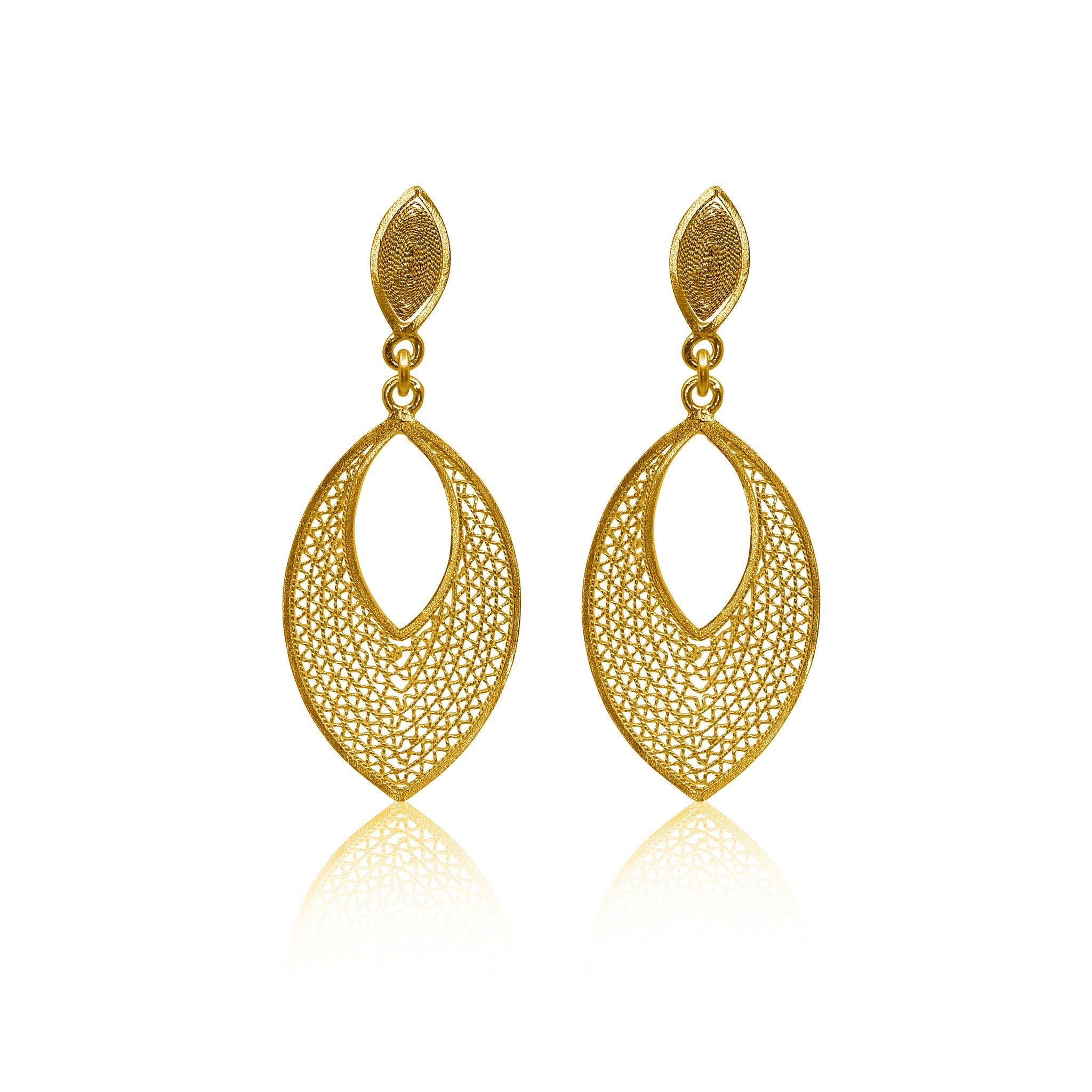 IRIS GOLD MEDIUM EARRINGS FILIGREE | OLMOX JEWELRY