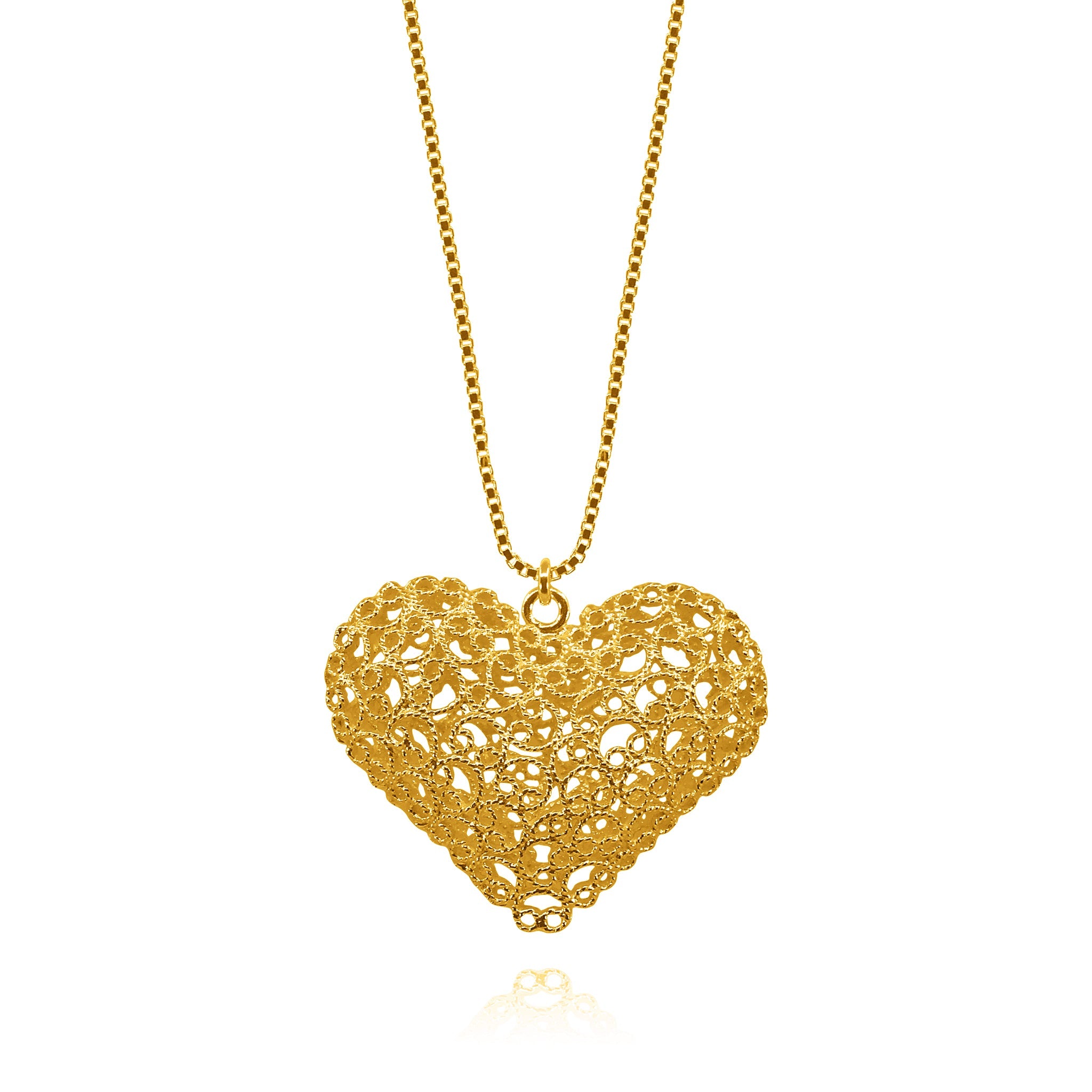 KATE GOLD HEARTS SMALL PENDANT NECKLACE FILIGREE