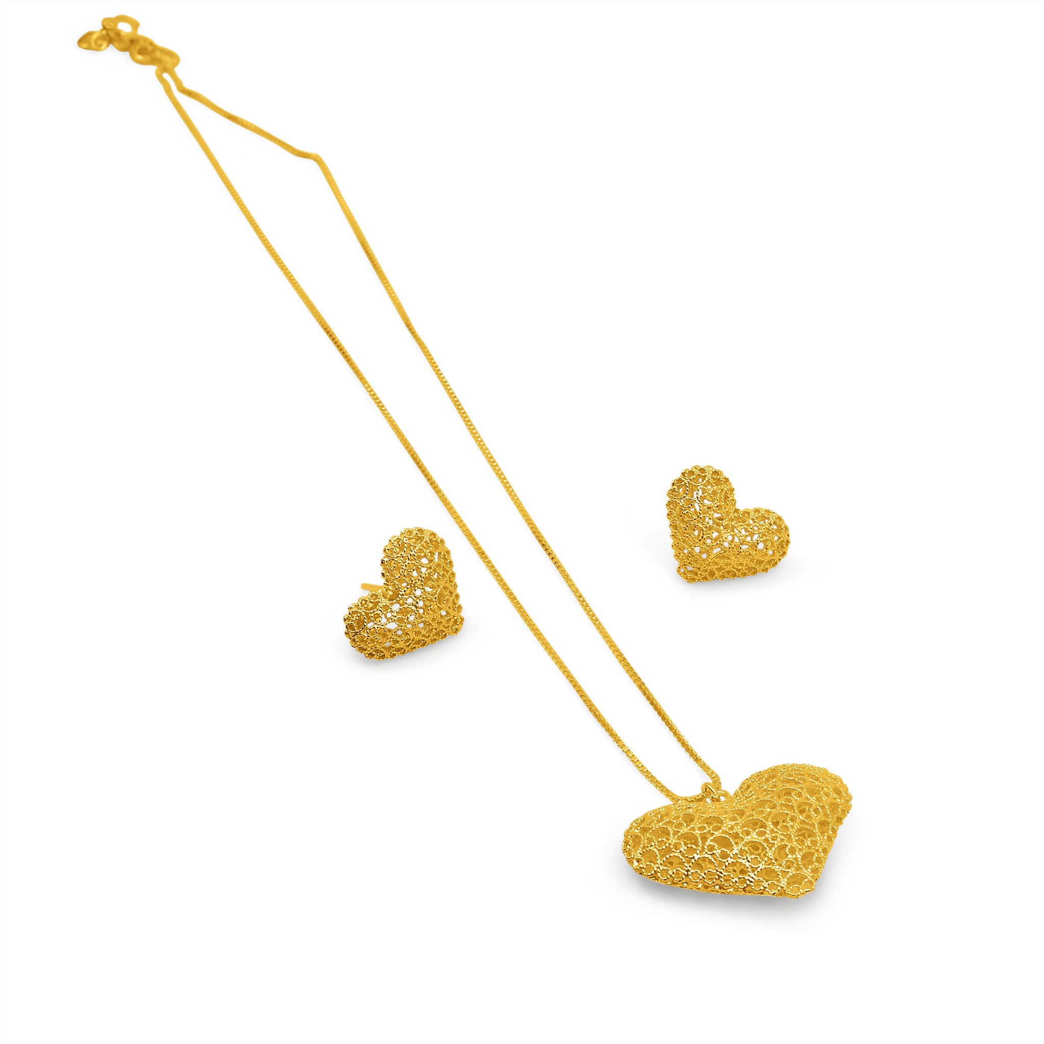 KATE GOLD HEARTS SMALL PENDANT NECKLACE FILIGREE
