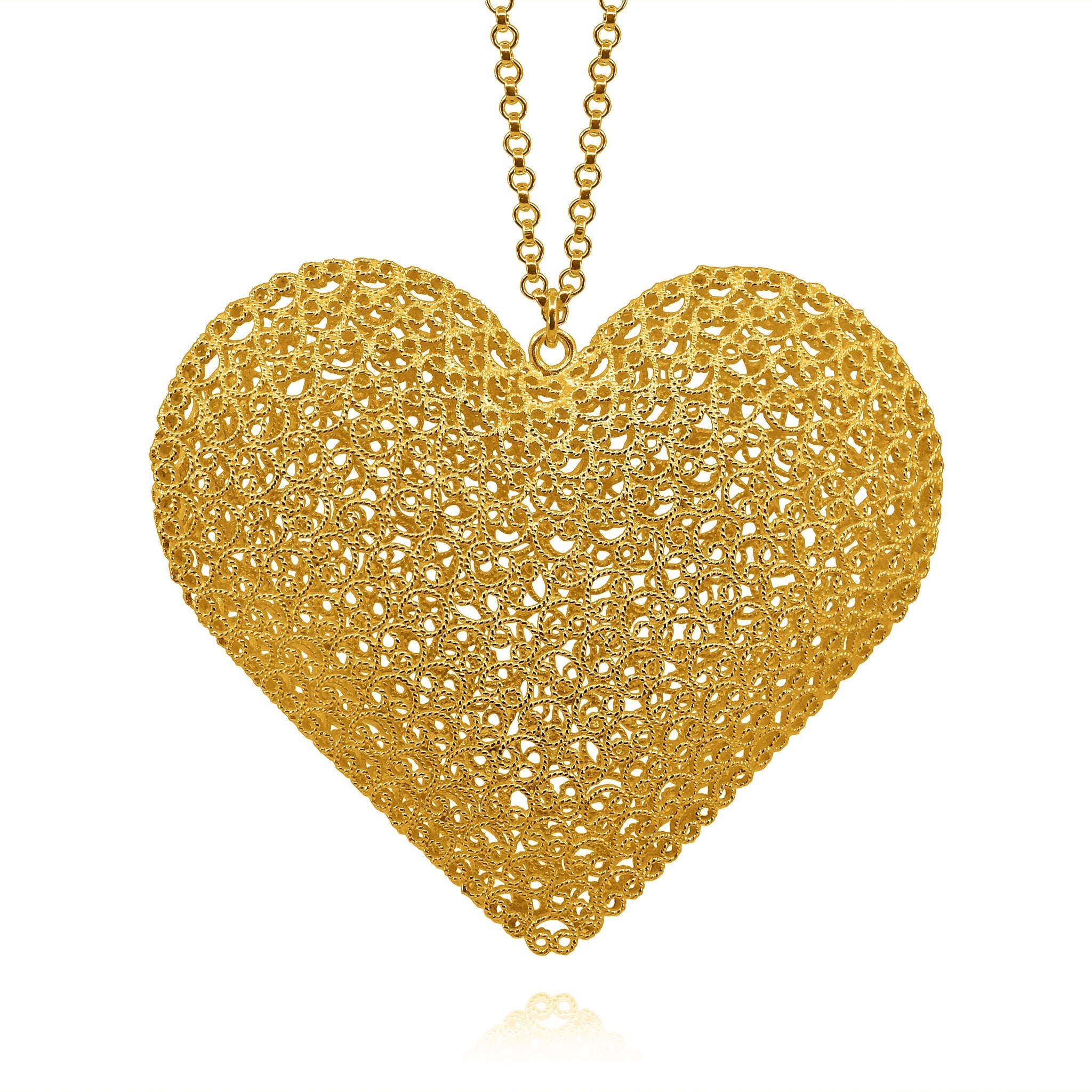 KATE GOLD LONG NECKLACE HEART FILIGREE