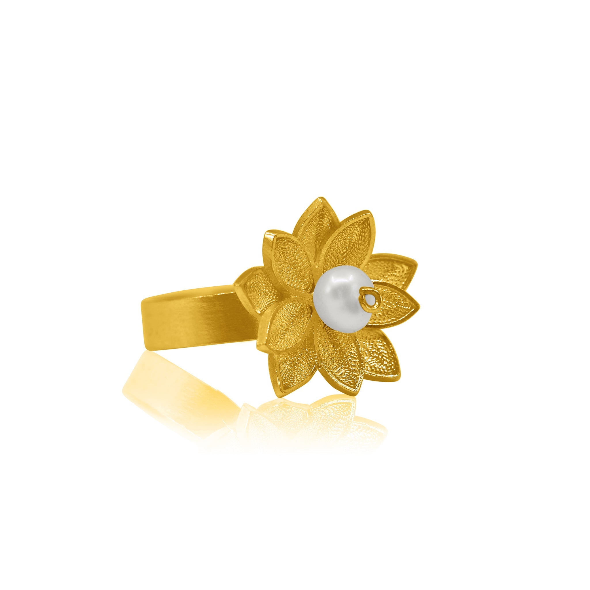 LOTUS PEARL GOLD RING FILIGREE