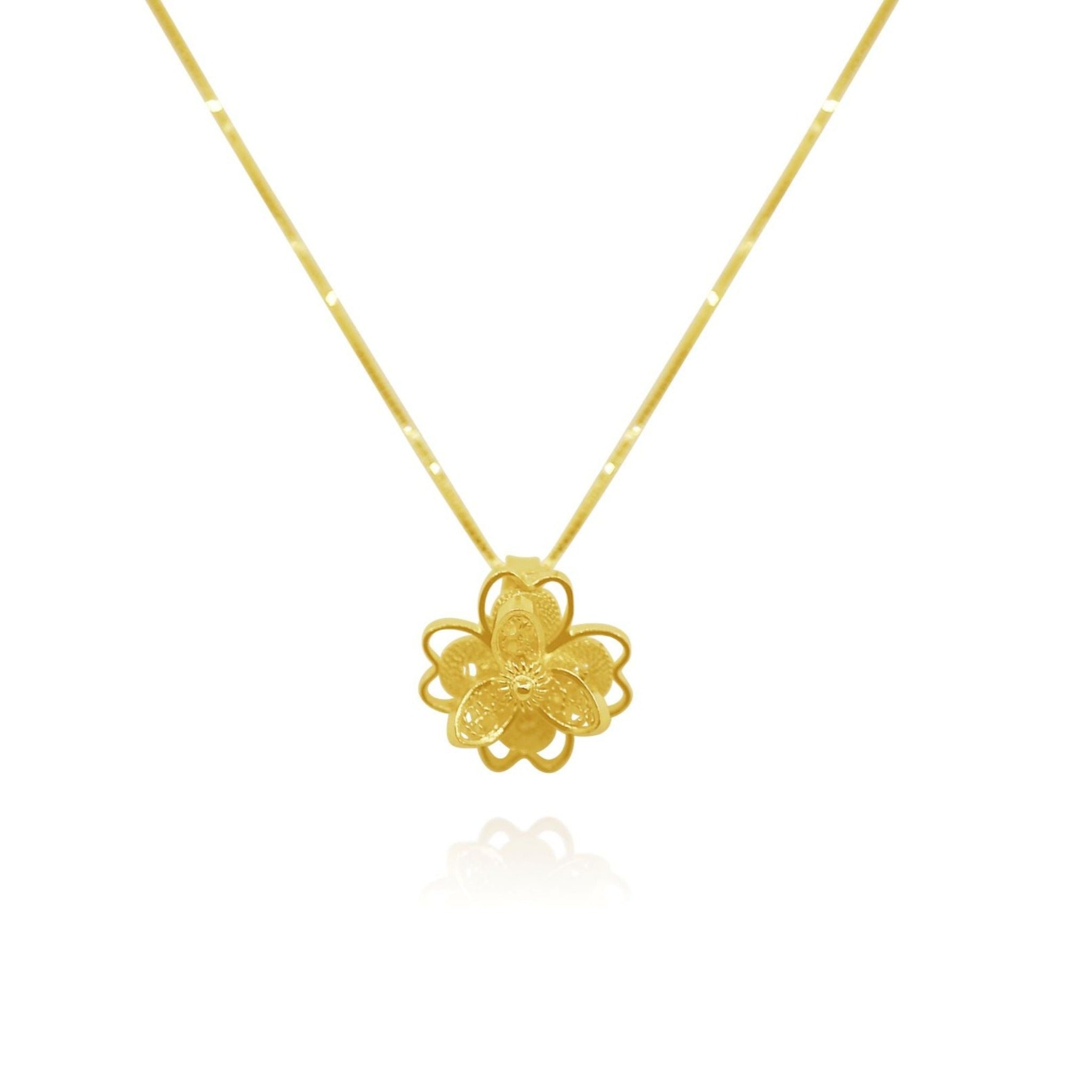 LOTUS SOLID GOLD 18K SMALL NECKLACE FILIGREE