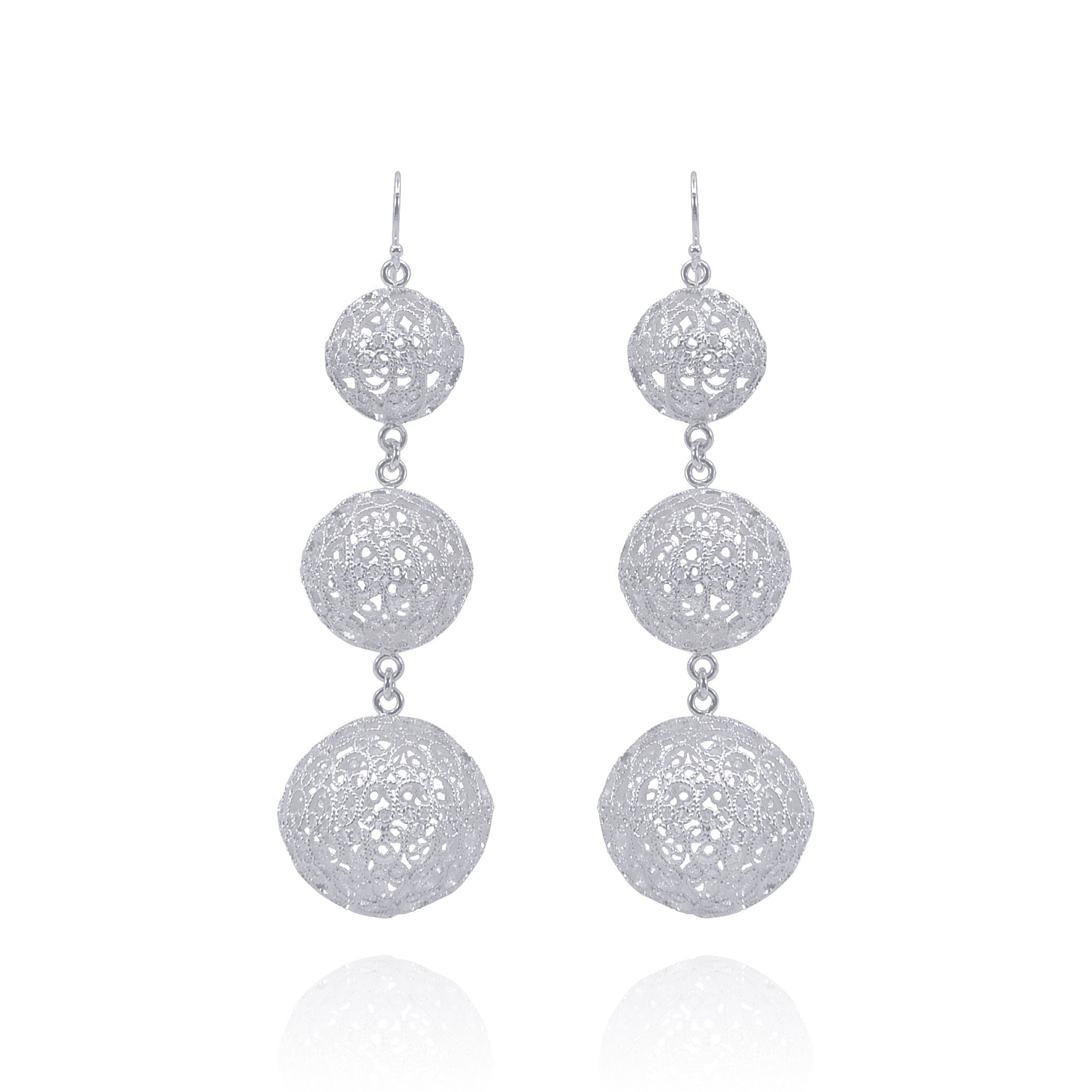 LUCRECIA SILVER LARGE STATEMENT EARRINGS FILIGREE