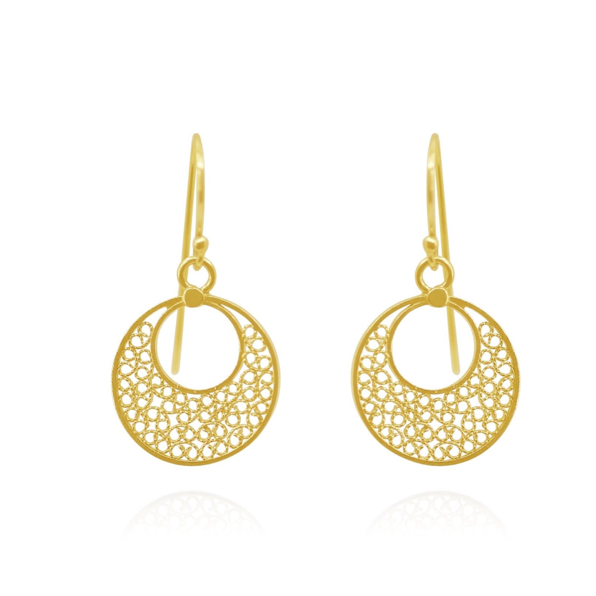 PILE SOLID GOLD 18K SMALL EARRINGS FILIGREE
