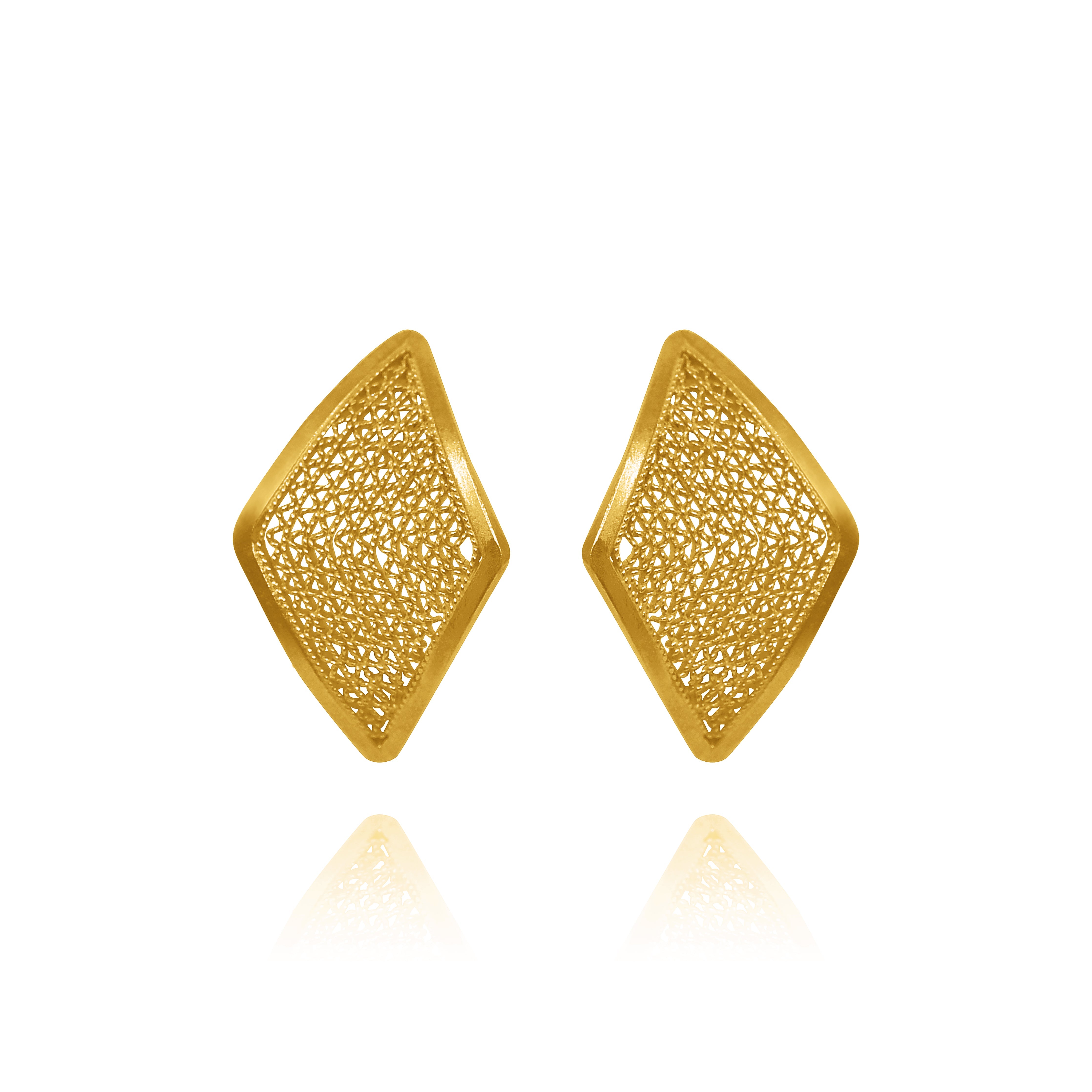 TWO-TONE TOP EARRING - 22K YELLOW GOLD