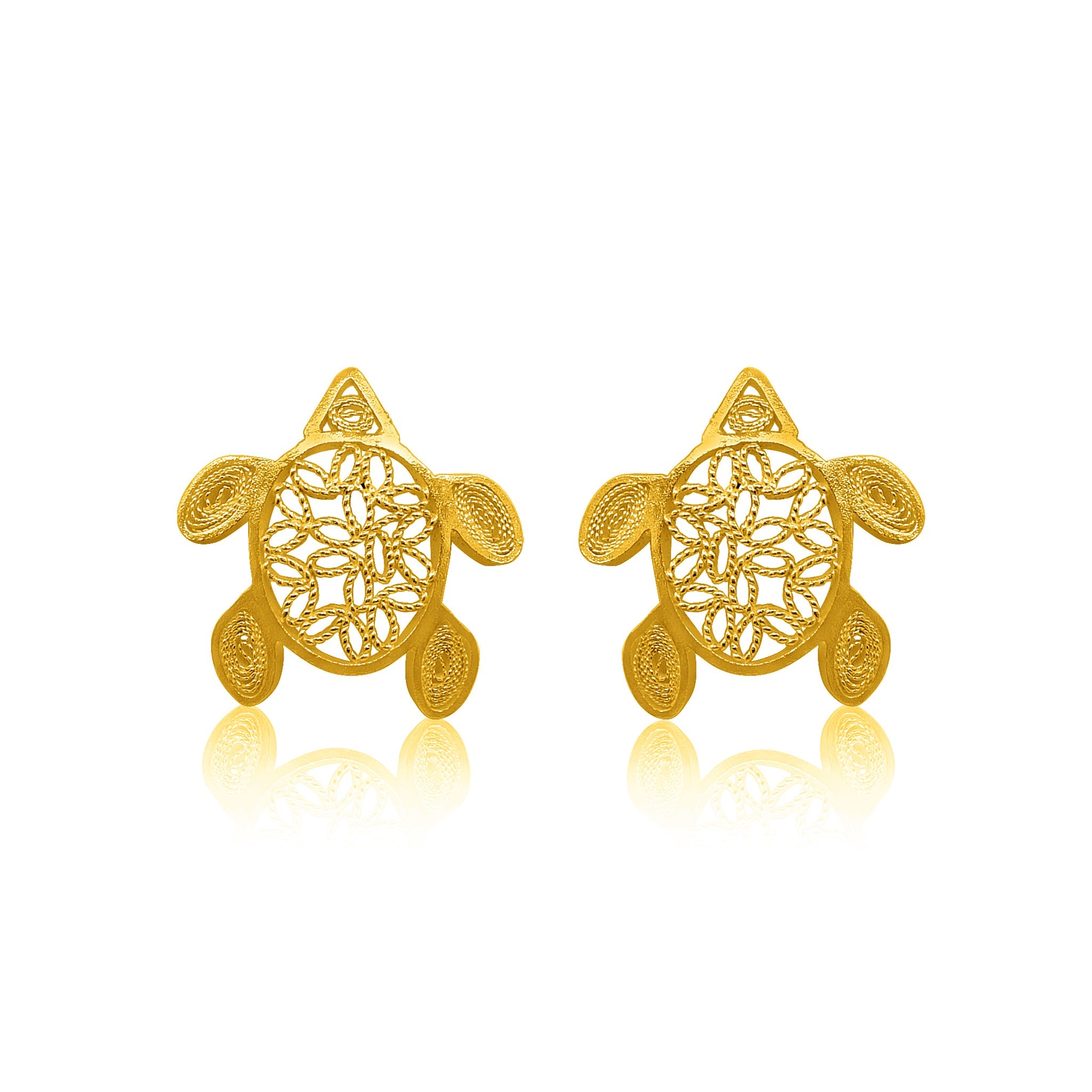 TURTLES GOLD STUD EARRINGS FILIGREE