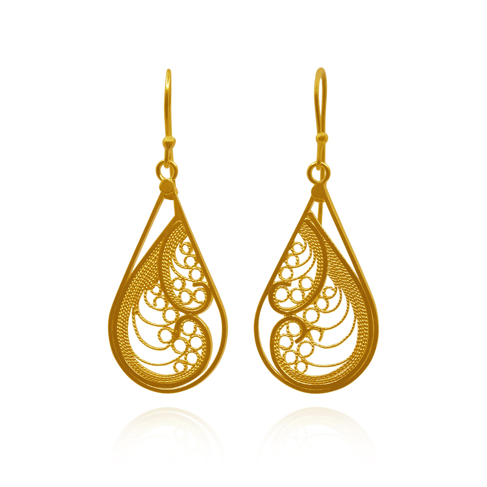 WAVE GOLD MEDIUM EARRINGS FILIGREE